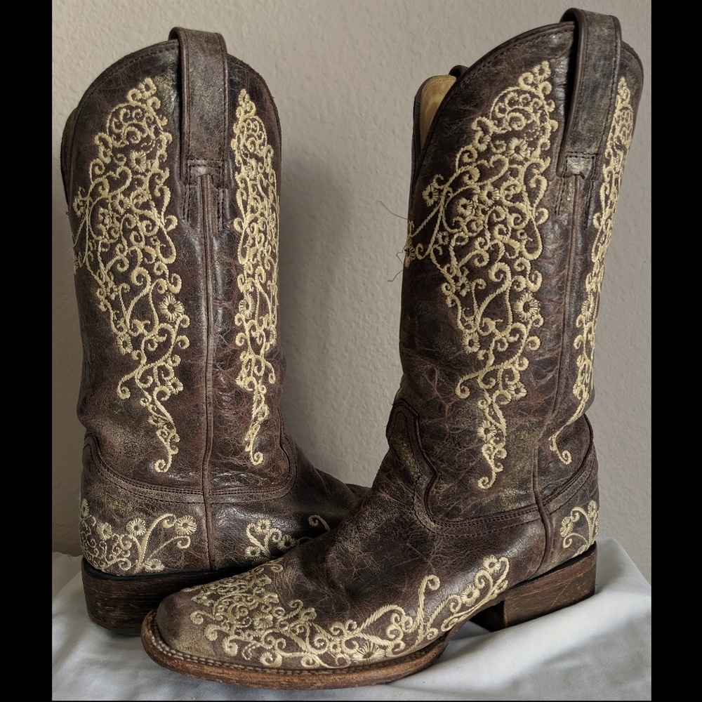 Corral  Square Toe Western Embroidered Boots